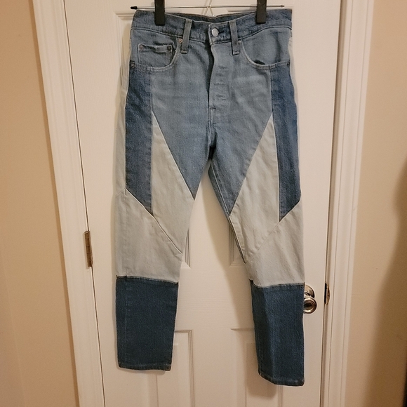Levi's 501 Skinny Premium Patchwork Jeans Size W27 L26 - Picture 2 of 11